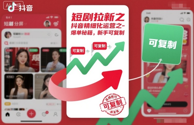 短剧拉新之抖音精细化运营之爆单秘籍，新手可复制网赚库-项目库-轻创网-中创网-福缘网-冒泡网-资源之家-魔方项目库网赚库