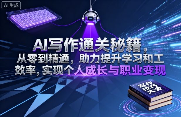 AI写作通关秘籍，从零到精通，助力提升学习和工作效率，实现个人成长与职业变现网赚库-项目库-轻创网-中创网-福缘网-冒泡网-资源之家-魔方项目库网赚库