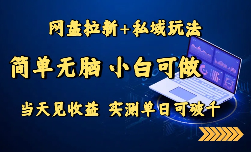 网盘拉新+私域玩法，简单无脑，小白可做，当天见收益，实测单日可破千网赚库-项目库-轻创网-中创网-福缘网-冒泡网-资源之家-魔方项目库网赚库