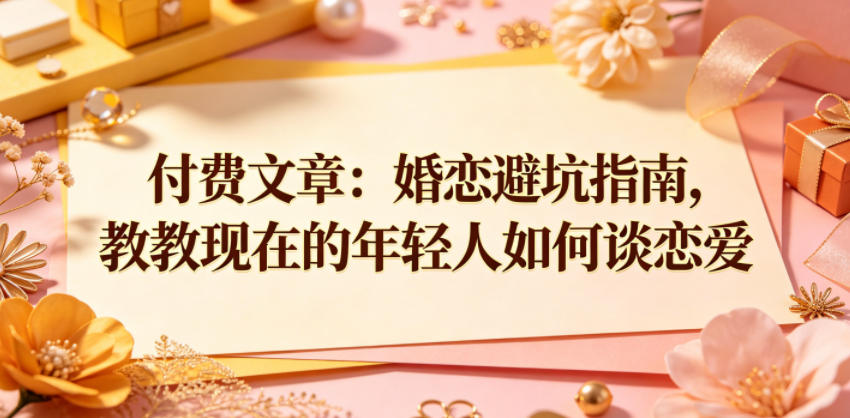 付费文章:婚恋避坑指南,教教现在的年轻人如何谈恋爱网赚库-项目库-轻创网-中创网-福缘网-冒泡网-资源之家-魔方项目库网赚库