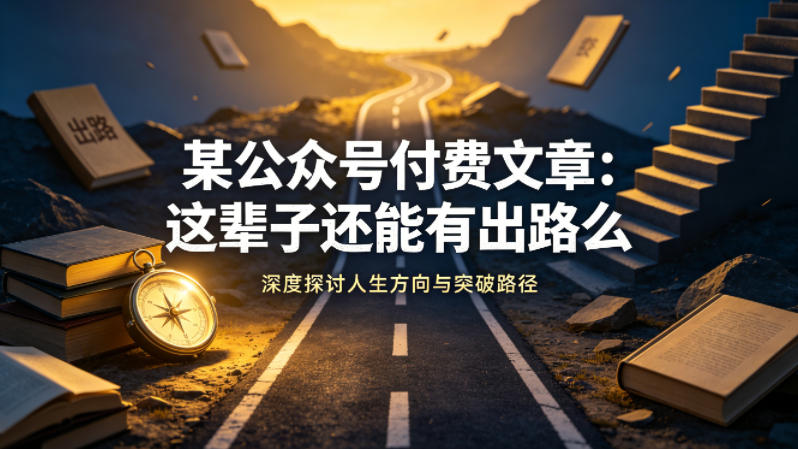 某公众号付费文章：这辈子还能有出路么网赚库-项目库-轻创网-中创网-福缘网-冒泡网-资源之家-魔方项目库网赚库