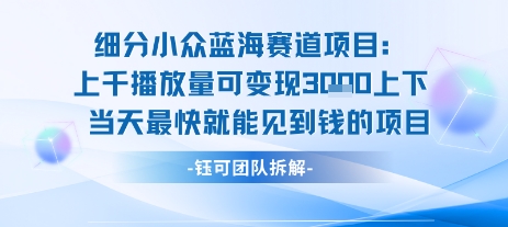 小众蓝海赛道项目：当天变现1k+适合新手操作 +适合长期玩网赚库-项目库-轻创网-中创网-福缘网-冒泡网-资源之家-魔方项目库网赚库