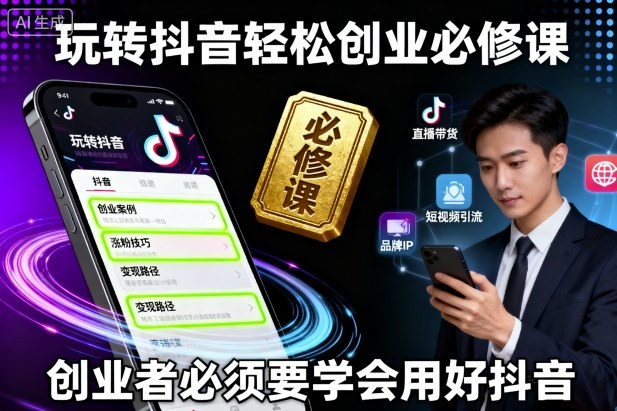 玩转抖音轻松创业必修课，创业者必须要学会用好抖音网赚库-项目库-轻创网-中创网-福缘网-冒泡网-资源之家-魔方项目库网赚库