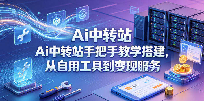 Ai中转站手把手教学搭建，从自用工具到变现服务网赚库-项目库-轻创网-中创网-福缘网-冒泡网-资源之家-魔方项目库网赚库