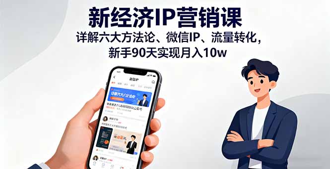 新经济IP营销课：详解六大方法论、微信IP、流量转化，新手90天实现月入10w网赚库-项目库-轻创网-中创网-福缘网-冒泡网-资源之家-魔方项目库网赚库