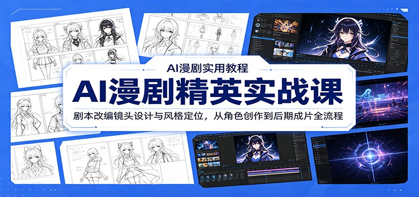 AI漫剧精英实战课:剧本改编镜头设计与风格定位,从角色创作到后期成片全流程网赚库-项目库-轻创网-中创网-福缘网-冒泡网-资源之家-魔方项目库网赚库