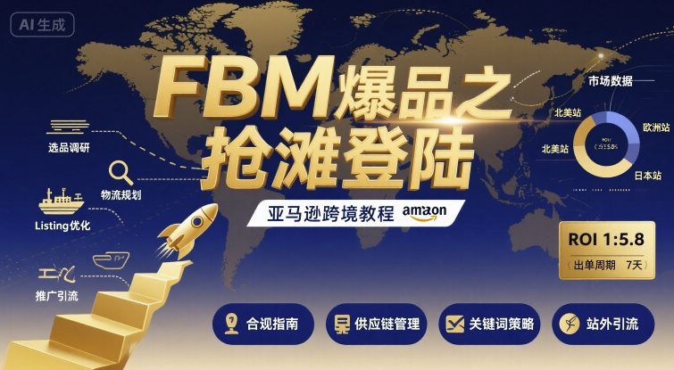 FBM爆品之抢滩登陆-亚马逊跨境教程网赚库-项目库-轻创网-中创网-福缘网-冒泡网-资源之家-魔方项目库网赚库