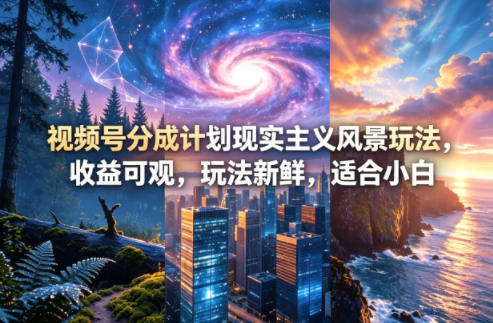 视频号分成计划现实主义风景玩法,收益可观,玩法新鲜,适合小白网赚库-项目库-轻创网-中创网-福缘网-冒泡网-资源之家-魔方项目库网赚库
