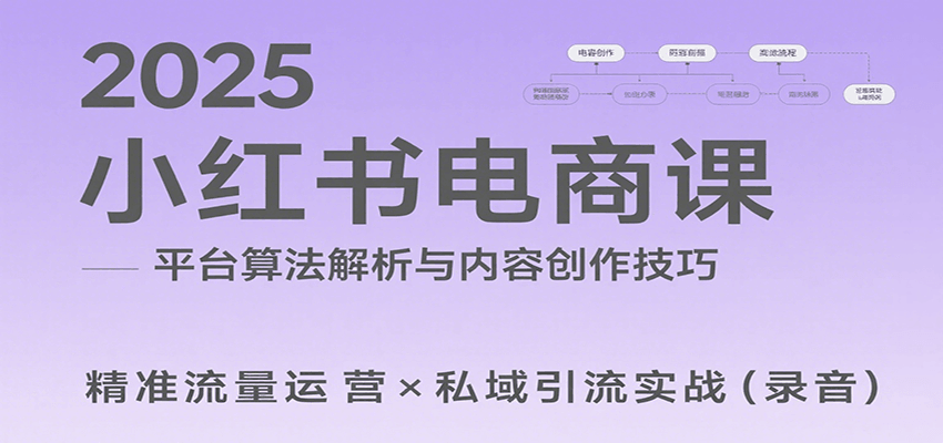 2025小红书电商课：解析算法，创作高转化内容，助力卖家获取流量实现变现(录音)网赚库-项目库-轻创网-中创网-福缘网-冒泡网-资源之家-魔方项目库网赚库