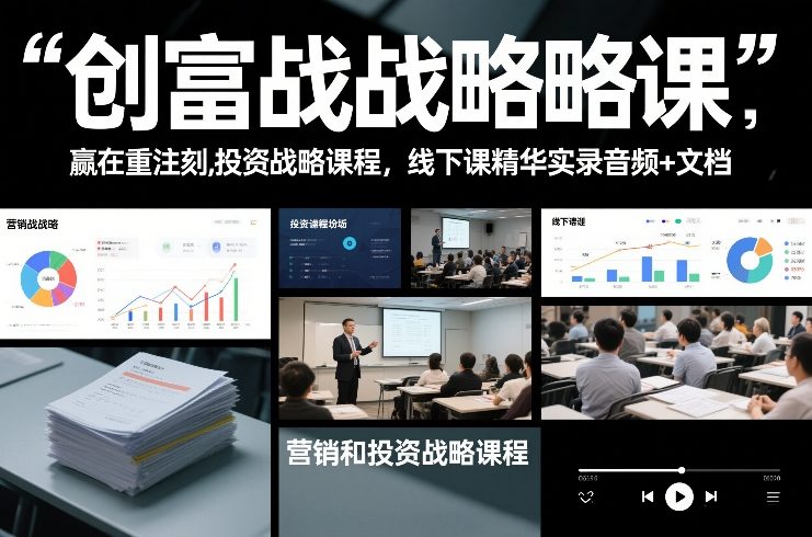创富战略课，赢在重注时刻，营销和投资战略课程，线下课精华实录音频+文档网赚库-项目库-轻创网-中创网-福缘网-冒泡网-资源之家-魔方项目库网赚库