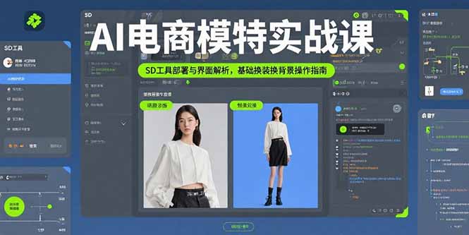 AI电商模特实战课，SD工具部署与界面解析，基础换装换背景操作指南网赚库-项目库-轻创网-中创网-福缘网-冒泡网-资源之家-魔方项目库网赚库