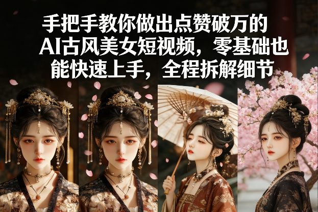 手把手教你做出点赞破万的AI古风美女短视频，零基础也能快速上手，全程拆解细节网赚库-项目库-轻创网-中创网-福缘网-冒泡网-资源之家-魔方项目库网赚库