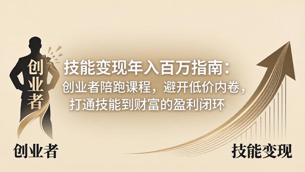技能变现年入百万指南：创业者陪跑课程，避开低价内卷，打通技能到财富的盈利闭环网赚库-项目库-轻创网-中创网-福缘网-冒泡网-资源之家-魔方项目库网赚库