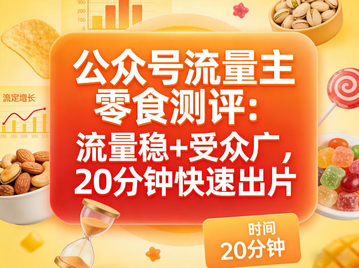 公众号流量主之零食测评赛道，流量稳+受众广，20分钟一条作品网赚库-项目库-轻创网-中创网-福缘网-冒泡网-资源之家-魔方项目库网赚库