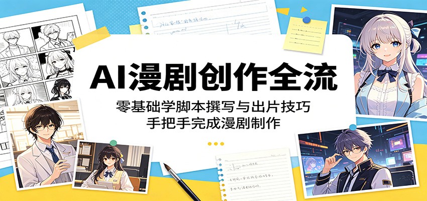 AI漫剧创作全流程:零基础学脚本撰写与出片技巧,手把手完成漫剧制作网赚库-项目库-轻创网-中创网-福缘网-冒泡网-资源之家-魔方项目库网赚库