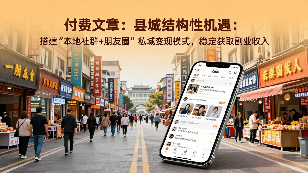 付费文章：县城结构性机遇：搭建“本地社群+朋友圈”私域变现模式，稳定获取副业收入网赚库-项目库-轻创网-中创网-福缘网-冒泡网-资源之家-魔方项目库网赚库