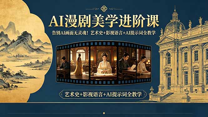 告别AI画面无灵魂！AI漫剧美学进阶课-更新，艺术史+影视语言+AI提示词全教学网赚库-项目库-轻创网-中创网-福缘网-冒泡网-资源之家-魔方项目库网赚库