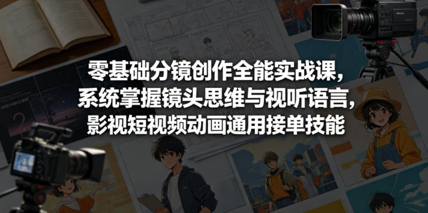 零基础分镜创作全能实战课,系统掌握镜头思维与视听语言,影视短视频动画通用接单技能网赚库-项目库-轻创网-中创网-福缘网-冒泡网-资源之家-魔方项目库网赚库