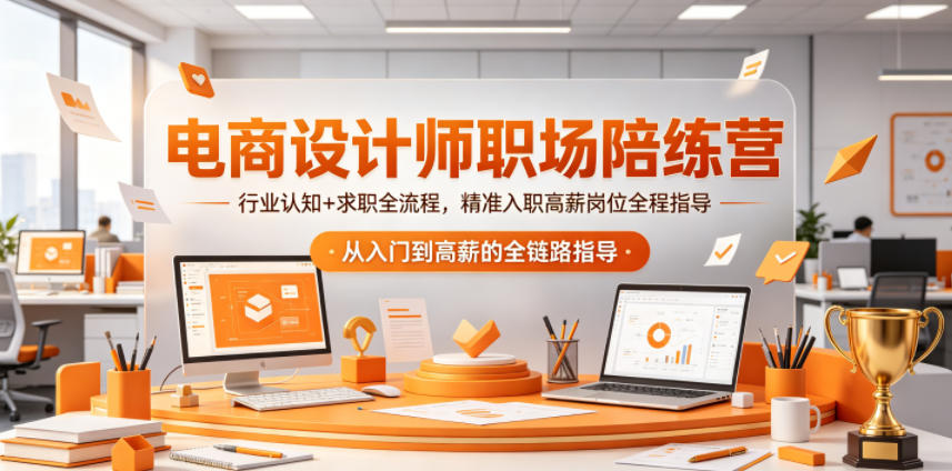 电商设计师职场陪练营,行业认知+求职全流程,精准入职高薪岗位全程指导网赚库-项目库-轻创网-中创网-福缘网-冒泡网-资源之家-魔方项目库网赚库