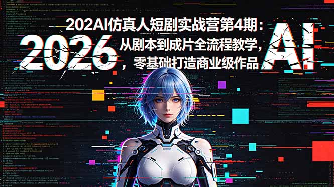 2026AI仿真人短剧实战营第4期：从剧本到成片全流程教学，零基础打造商业级作品网赚库-项目库-轻创网-中创网-福缘网-冒泡网-资源之家-魔方项目库网赚库