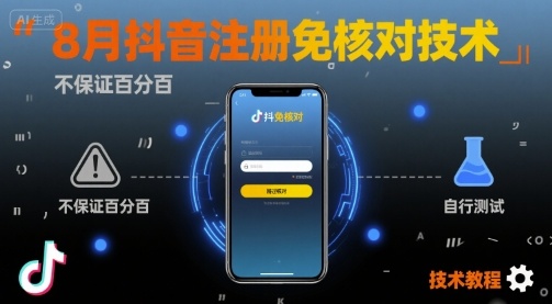 8月抖音注册免核对技术，不保证百分百，自测网赚库-项目库-轻创网-中创网-福缘网-冒泡网-资源之家-魔方项目库网赚库