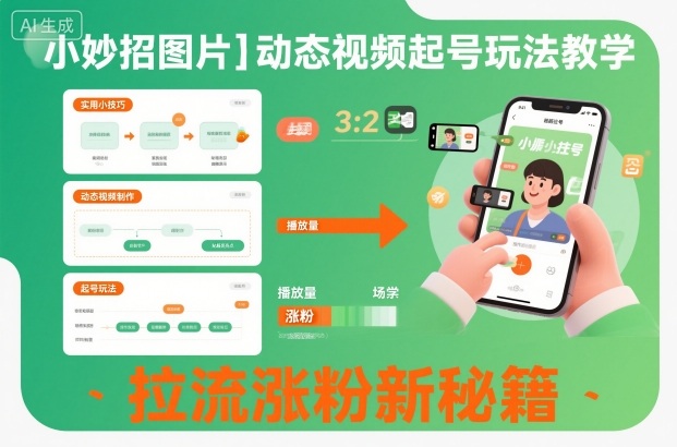 小妙招图片＋动态视频起号玩法教学，拉流涨粉新秘籍网赚库-项目库-轻创网-中创网-福缘网-冒泡网-资源之家-魔方项目库网赚库