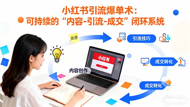 小红书引流爆单术：构建一套低成本 可持续的“内容-引流-成交”闭环系统网赚库-项目库-轻创网-中创网-福缘网-冒泡网-资源之家-魔方项目库网赚库