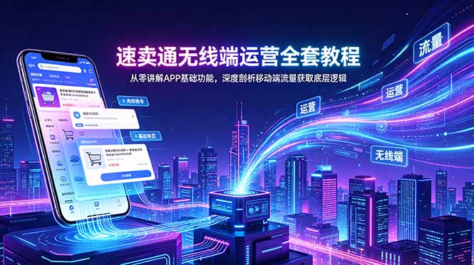 速卖通无线端运营全套教程，从零讲解APP基础功能，深度剖析移动端流量获取底层逻辑网赚库-项目库-轻创网-中创网-福缘网-冒泡网-资源之家-魔方项目库网赚库