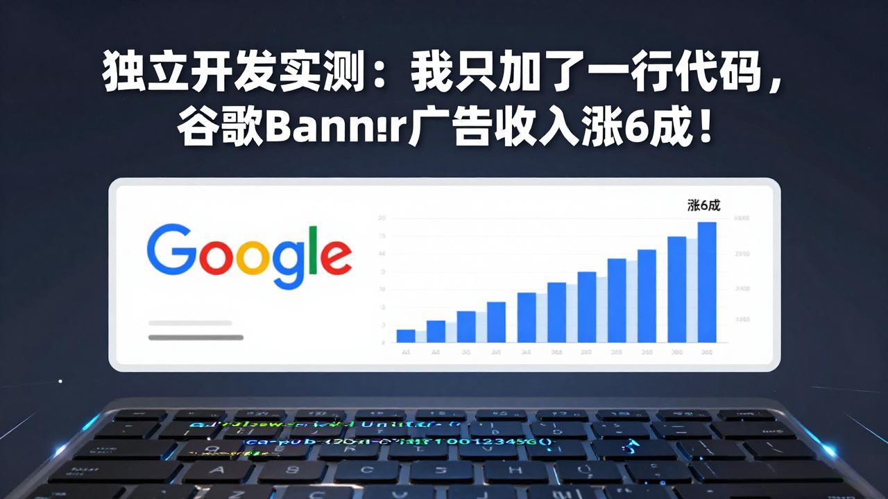 付费文章：独立开发实测：我只加了一行代码，谷歌Banner广告收入涨6成！网赚库-项目库-轻创网-中创网-福缘网-冒泡网-资源之家-魔方项目库网赚库