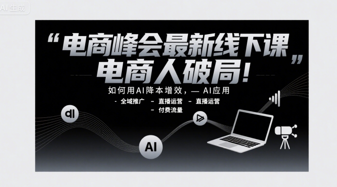 电商峰会最新线下课，电商人破局，如何用AI降本增效，AI应用-全域推广-直播运营-付费流量网赚库-项目库-轻创网-中创网-福缘网-冒泡网-资源之家-魔方项目库网赚库