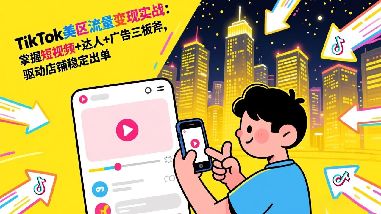 TikTok美区流量变现实战:掌握短视频+达人+广告三板斧,驱动店铺稳定出单网赚库-项目库-轻创网-中创网-福缘网-冒泡网-资源之家-魔方项目库网赚库