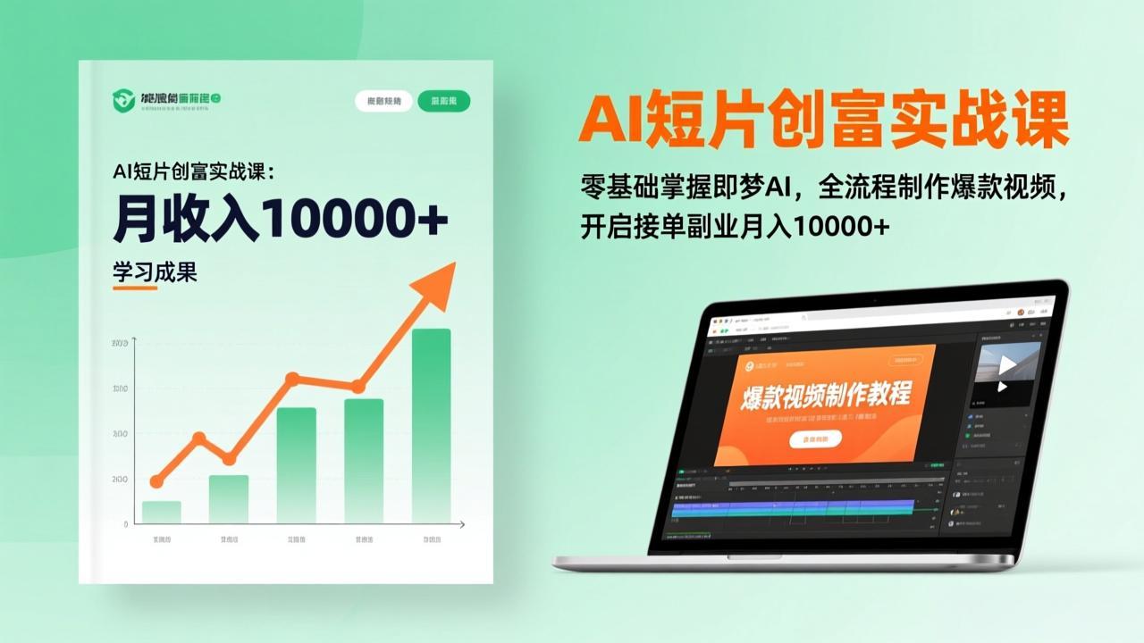 AI短片创富实战课：零基础掌握即梦AI，全流程制作爆款视频，开启接单副业月入10000+(更新网赚库-项目库-轻创网-中创网-福缘网-冒泡网-资源之家-魔方项目库网赚库