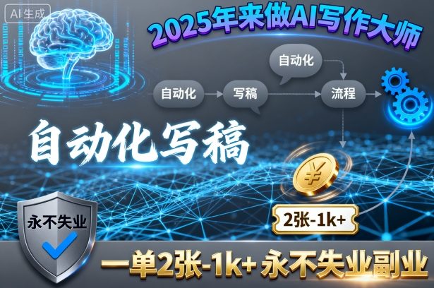 2025年来做AI写作大师，自动化写稿，一单2张-1k+，永不失业副业网赚库-项目库-轻创网-中创网-福缘网-冒泡网-资源之家-魔方项目库网赚库