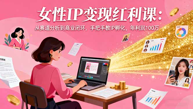 女性IP变现红利课：从赛道分析到商业闭环，手把手教IP孵化，年利润100万网赚库-项目库-轻创网-中创网-福缘网-冒泡网-资源之家-魔方项目库网赚库