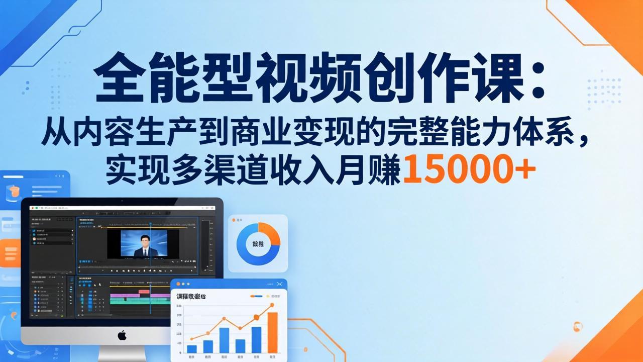 全能型视频创作课-26年3月更新：从内容生产到商业变现的完整能力体系，多渠道收入月赚15000+网赚库-项目库-轻创网-中创网-福缘网-冒泡网-资源之家-魔方项目库网赚库