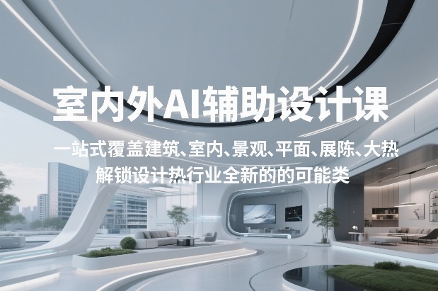 室内外AI设计课，一站式覆盖建筑、室内、景观、平面、展陈五大热门品类，解锁设计行业的全新可能网赚库-项目库-轻创网-中创网-福缘网-冒泡网-资源之家-魔方项目库网赚库