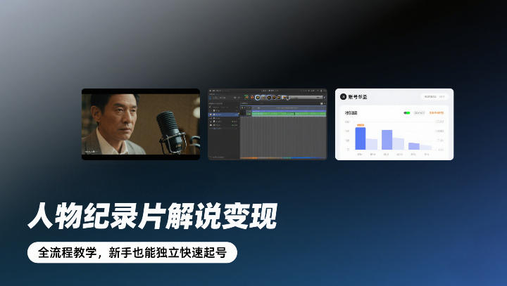 人物纪录片解说变现，全流程教学，新手也能独立快速起号网赚库-项目库-轻创网-中创网-福缘网-冒泡网-资源之家-魔方项目库网赚库