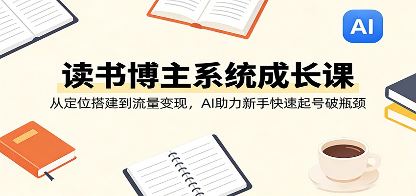 读书博主系统成长课：从定位搭建到流量变现，AI助力新手快速起号破瓶颈网赚库-项目库-轻创网-中创网-福缘网-冒泡网-资源之家-魔方项目库网赚库