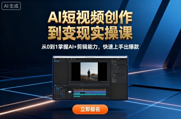 AI短视频创作到变现实操课,从0到1掌握AI+剪辑能力,快速上手出爆款(更新10月)网赚库-项目库-轻创网-中创网-福缘网-冒泡网-资源之家-魔方项目库网赚库