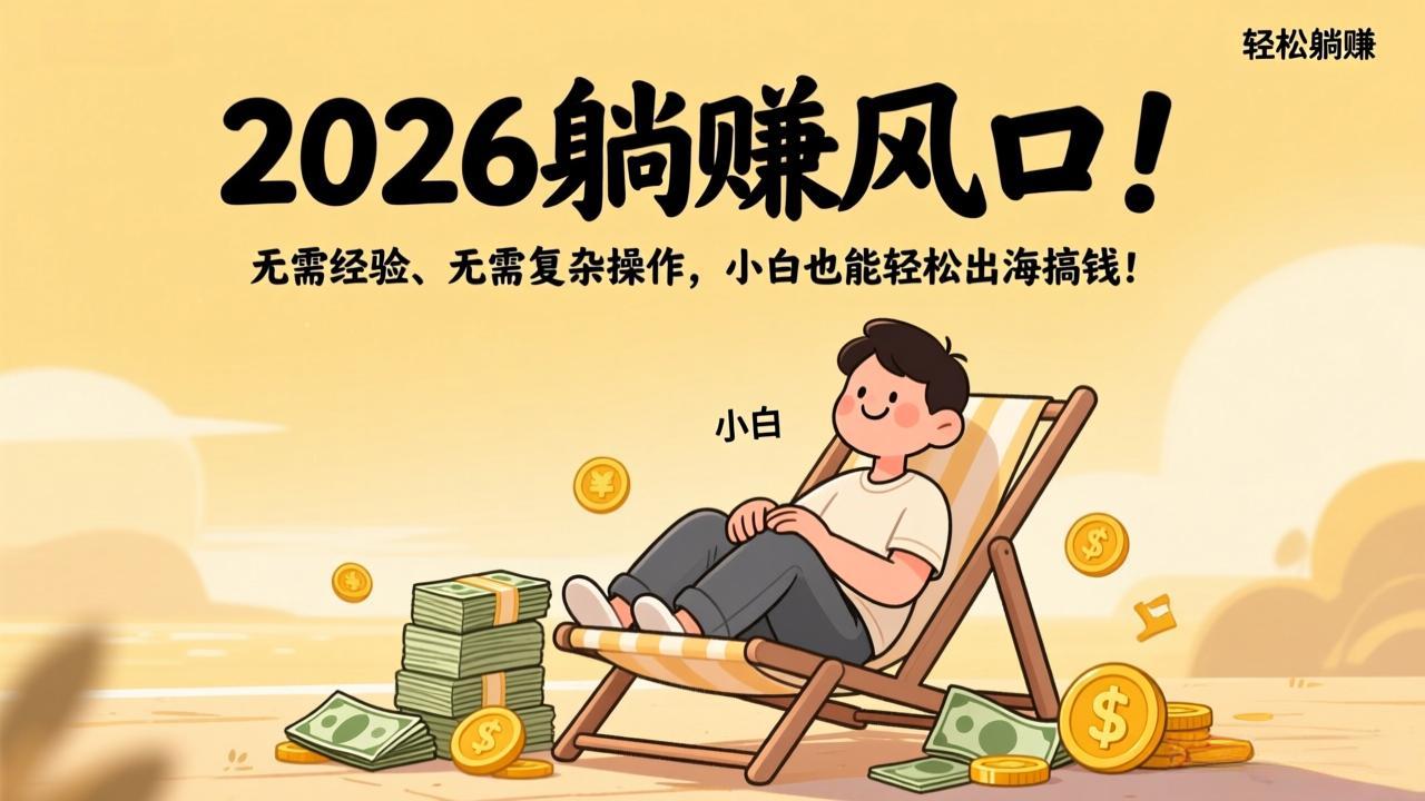 2026躺赚风口！无需经验、无需复杂操作，小白也能轻松出海搞钱！网赚库-项目库-轻创网-中创网-福缘网-冒泡网-资源之家-魔方项目库网赚库