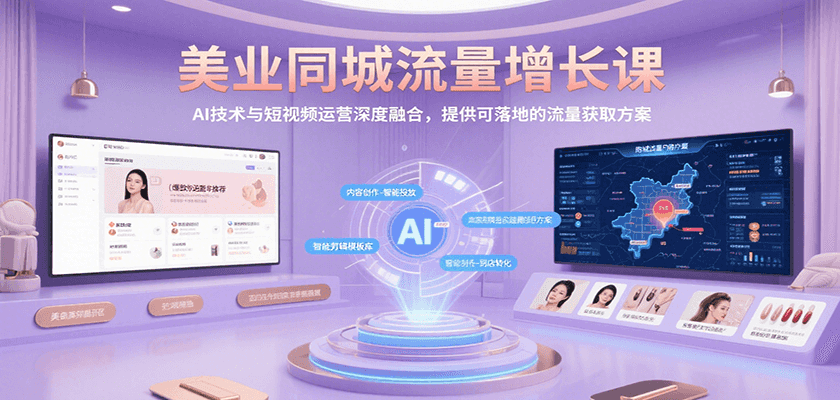 美业同城流量增长课，AI技术与短视频运营深度融合，提供可落地的流量获取方案网赚库-项目库-轻创网-中创网-福缘网-冒泡网-资源之家-魔方项目库网赚库