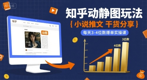 小说推文干货分享之知乎动静图玩法，每天3-4位数爆单实操课网赚库-项目库-轻创网-中创网-福缘网-冒泡网-资源之家-魔方项目库网赚库