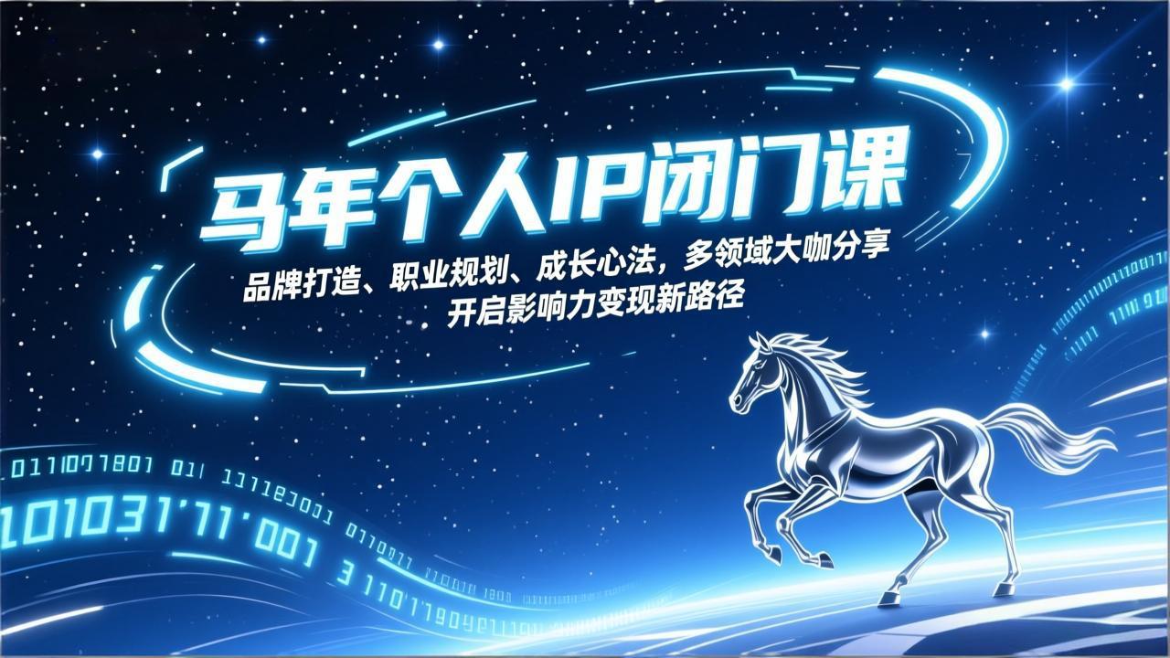 马年个人IP闭门课，品牌打造、职业规划、成长心法，多领域大咖分享，开启影响力变现新路径网赚库-项目库-轻创网-中创网-福缘网-冒泡网-资源之家-魔方项目库网赚库
