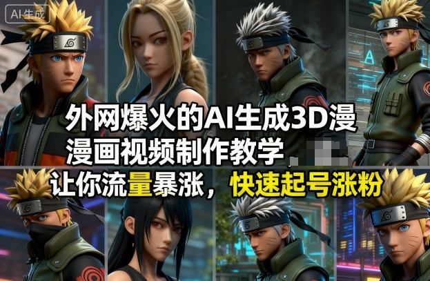 外网爆火的AI生成3D漫画视频制作教学,让你流量暴涨,快速起号涨粉!网赚库-项目库-轻创网-中创网-福缘网-冒泡网-资源之家-魔方项目库网赚库