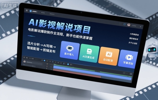 AI影视解说项目，电影解说爆款制作全流程，新手也能快速掌握网赚库-项目库-轻创网-中创网-福缘网-冒泡网-资源之家-魔方项目库网赚库