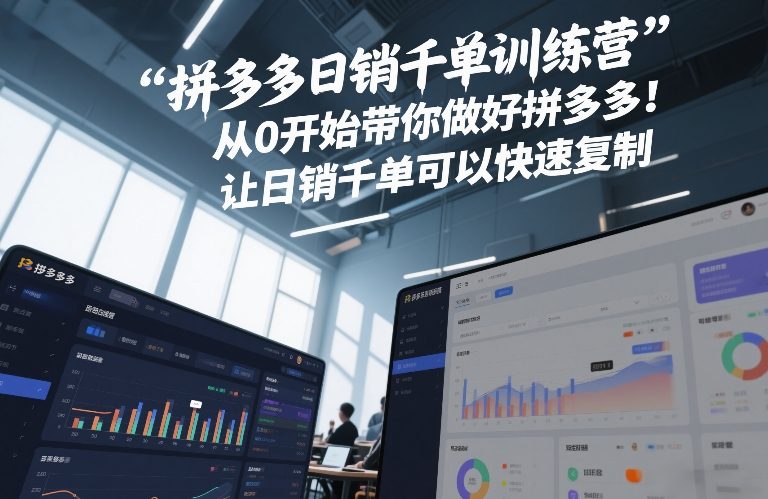 拼多多日销千单训练营，从0开始带你做好拼多多，让日销千单可以快速复制(更新26年3月)网赚库-项目库-轻创网-中创网-福缘网-冒泡网-资源之家-魔方项目库网赚库