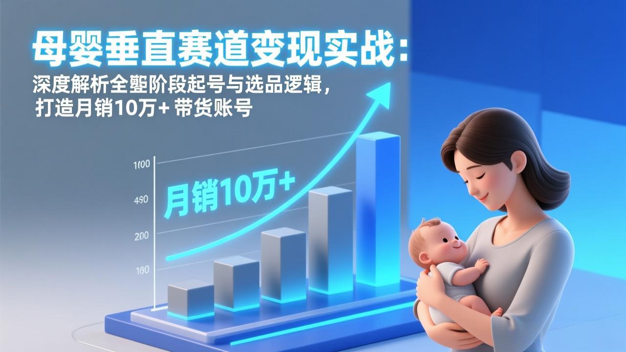 母婴垂直赛道变现实战：深度解析三大阶段起号与选品逻辑，打造月销10万+带货账号网赚库-项目库-轻创网-中创网-福缘网-冒泡网-资源之家-魔方项目库网赚库