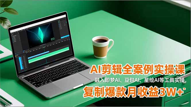 AI剪辑全案例实操课，融入即梦AI、豆包AI、星绘AI等工具实操，复制爆款月收益3W+网赚库-项目库-轻创网-中创网-福缘网-冒泡网-资源之家-魔方项目库网赚库