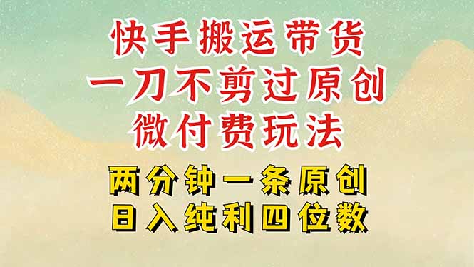 快手黑科技搬运带货，一刀不剪过原创，微付费投流玩法，轻松日入四位数…网赚库-项目库-轻创网-中创网-福缘网-冒泡网-资源之家-魔方项目库网赚库
