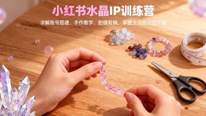 小红书水晶IP训练营，讲解账号搭建、手作教学、拍摄剪辑，全流程运营技能网赚库-项目库-轻创网-中创网-福缘网-冒泡网-资源之家-魔方项目库网赚库